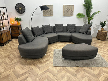 Lamonta Antraciet Design U Zetel Inc Hocker ~ Losse Rugkussens Met Afneembare Hoezen