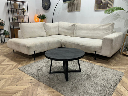 Witte Bouclé Stoffen Hoekzetel ~ Losse Rugkussens Met Afneembare Hoezen