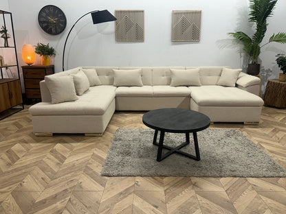 !Showroommodel! Witte/Crème Bouclé Stoffen U Zetel