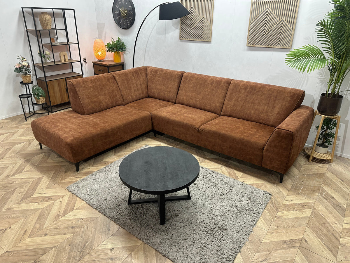 Cognac Bruine Velvet Hoekzetel ~ Vaste Kussens