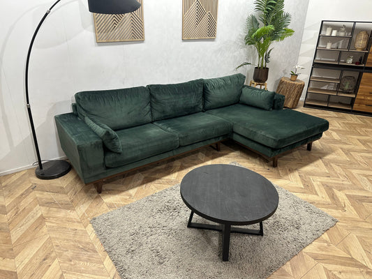Groene Velvet Hoekzetel ~ Losse Kussens Met Afneembare Hoezen