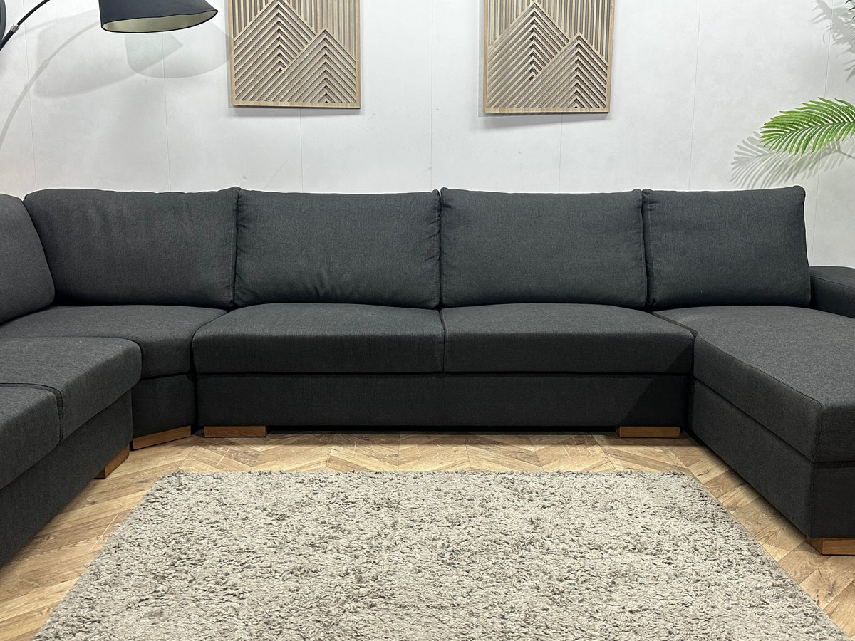 Antraciet U Zetel ~ Losse Rugkussens Met Afneembare Hoezen