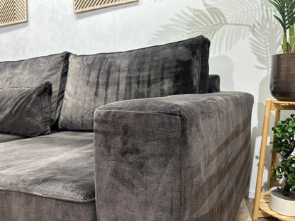 Antraciet Velvet Hoekzetel ~ Losse Kussens Met Afneembare Hoezen