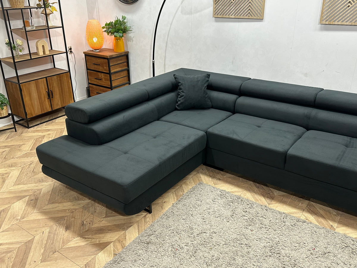 !Showroommodel! Zwarte Velvet Hoekzetel