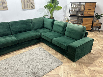 Groene Velvet Hoekzetel ~ Losse Kussens Met Afneembare Hoezen