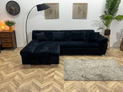 !Showroommodel! Zwarte Velvet Hoekzetel ~ Slaapfunctie