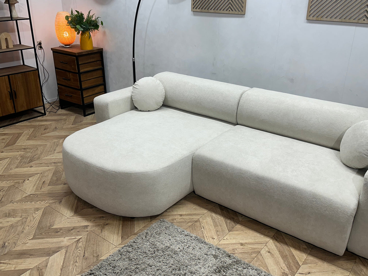 !Showroommodel! Witte Velvet Hoekzetel ~ Slaapfunctie