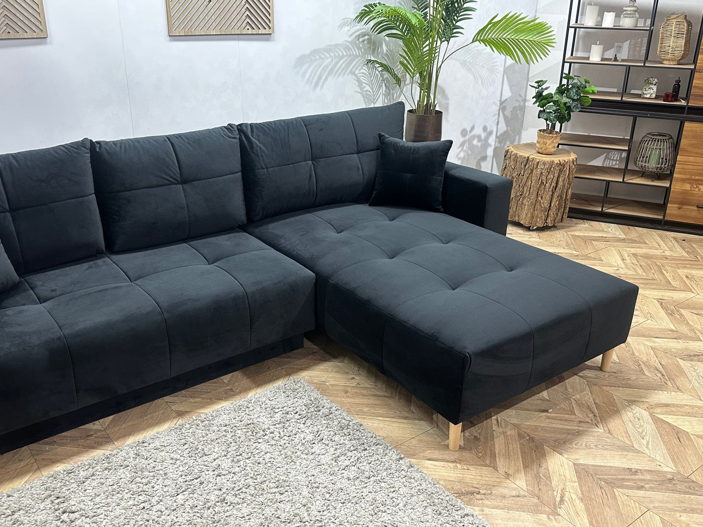 !Showroommodel! Zwarte Velvet Hoekzetel