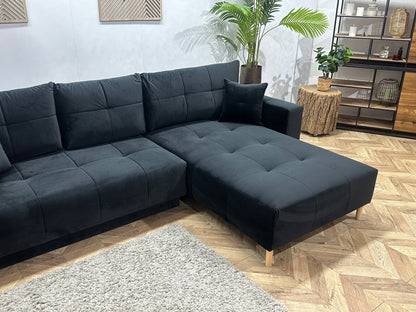 !Showroommodel! Zwarte Velvet Hoekzetel