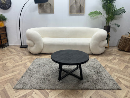 Witte Bouclé Stoffen 2.5-Zits Zetel ~ Vaste Kussens