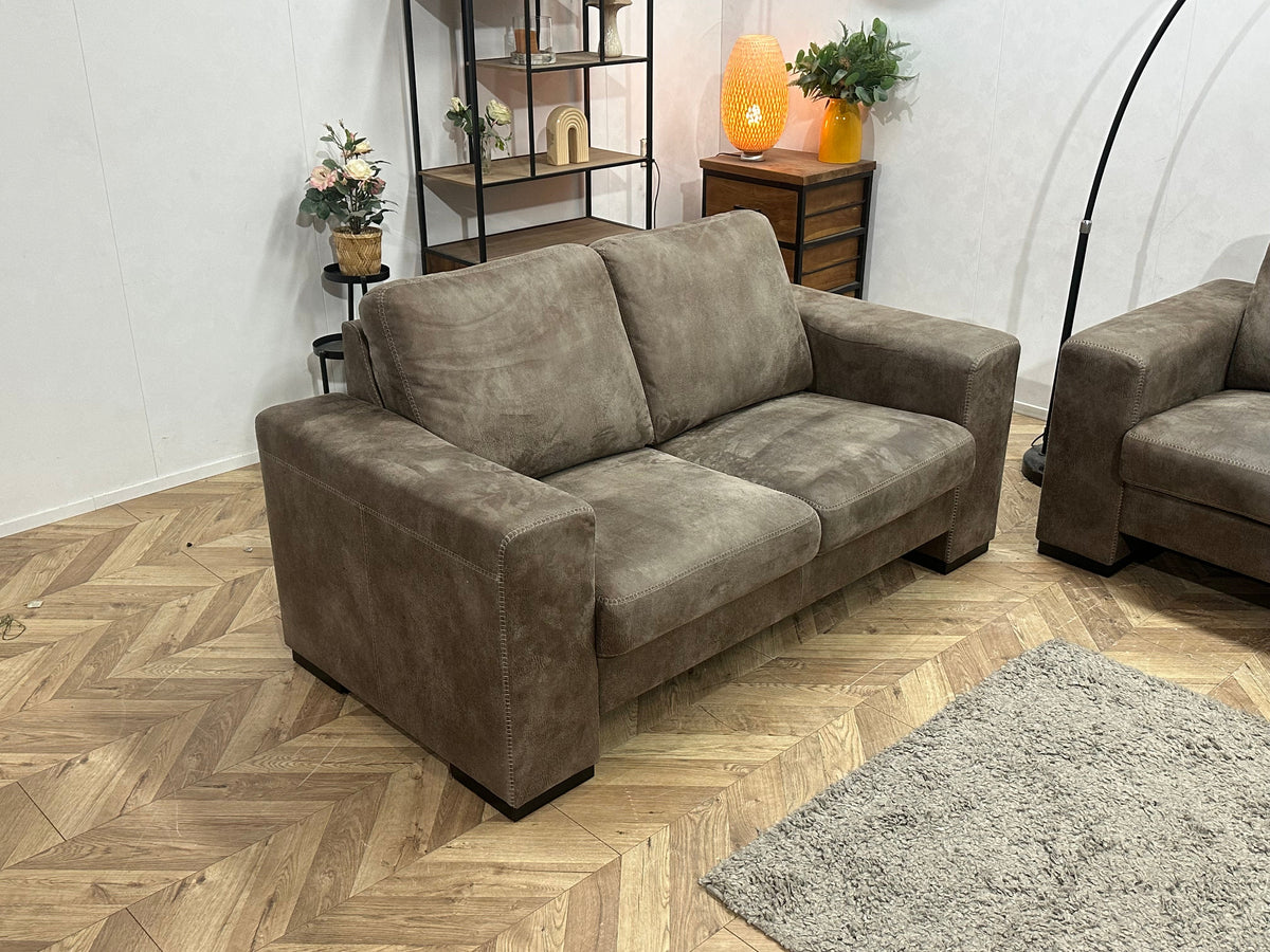 Bruine Suède Lederen Zetels Set ~ Vaste Kussens