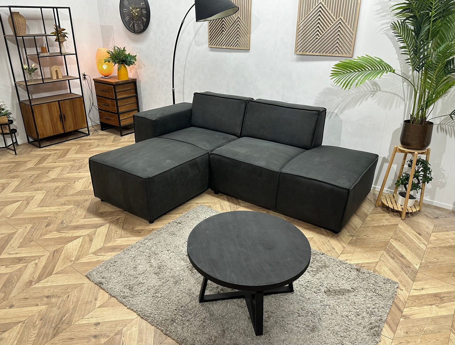 !Showroommodel! Antraciet Suède Stoffen Design Zetel