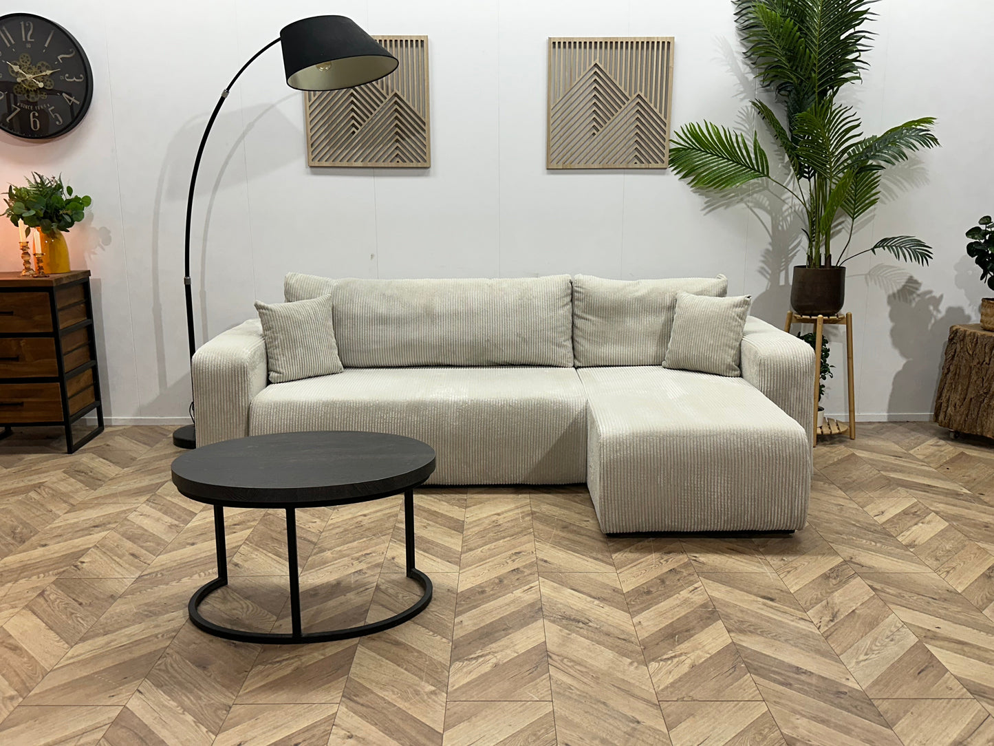 !Showroommodel! Witte Ribstof Hoekzetel