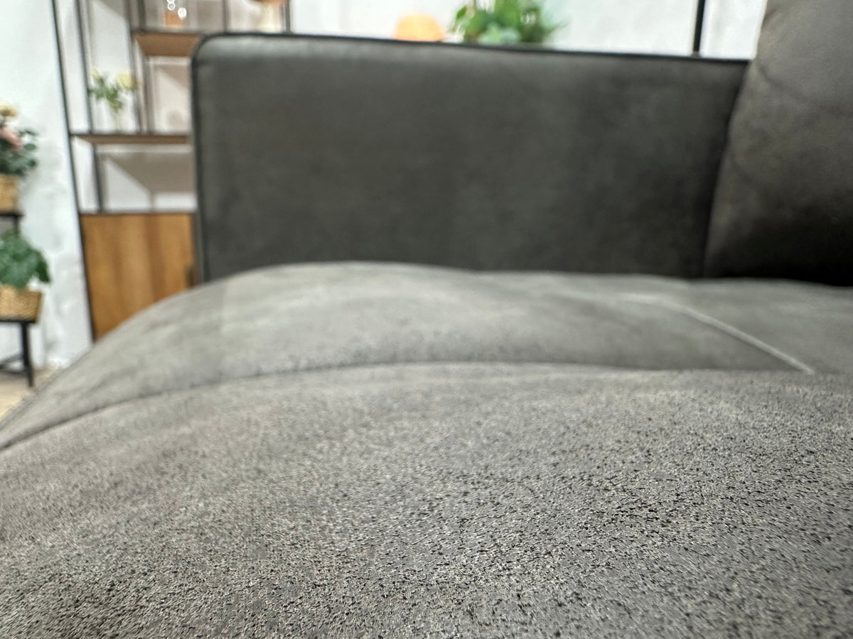 Be Pure Antraciet Suede Stoffen 2.5-Zits Zetel Inc Hocker ~ Losse Kussens Met Afneembare Hoezen