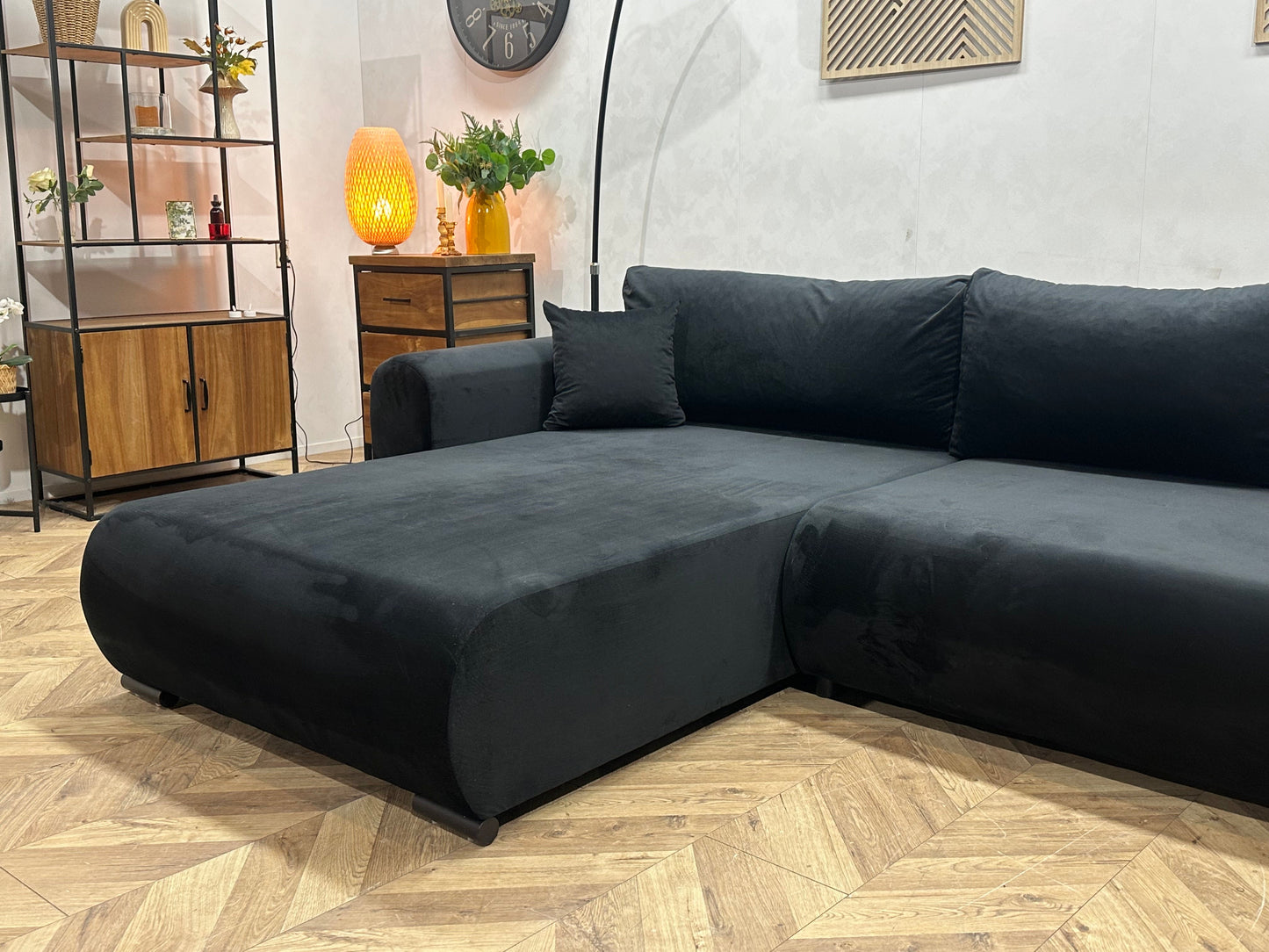 !Showroommodel! Zwarte Velvet Hoekzetel