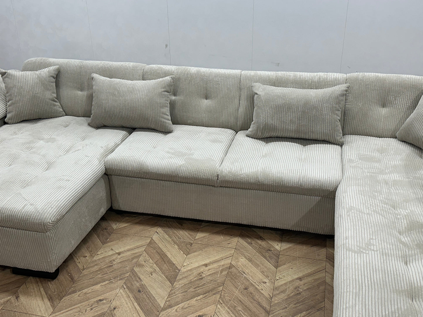 !Showroommodel! Witte/Crème Ribstof U Zetel