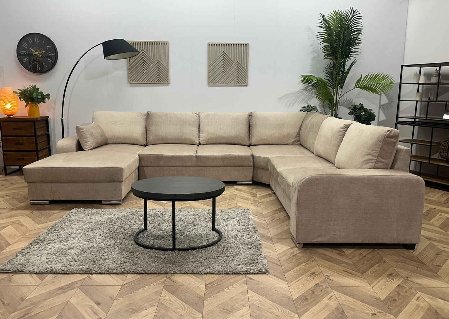 !Showroommodel! Beige Velvet U Zetel