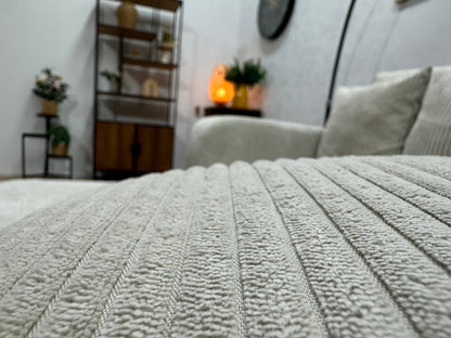 !Showroommodel! Witte Ribstof Lounge Zetel