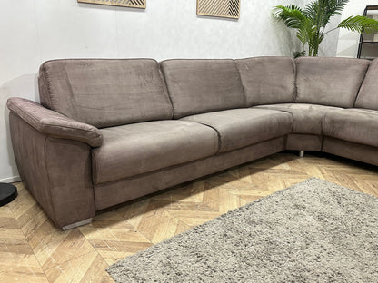 H&H Taupe Suède Stoffen Hoekzetel ~ Vaste Kussens