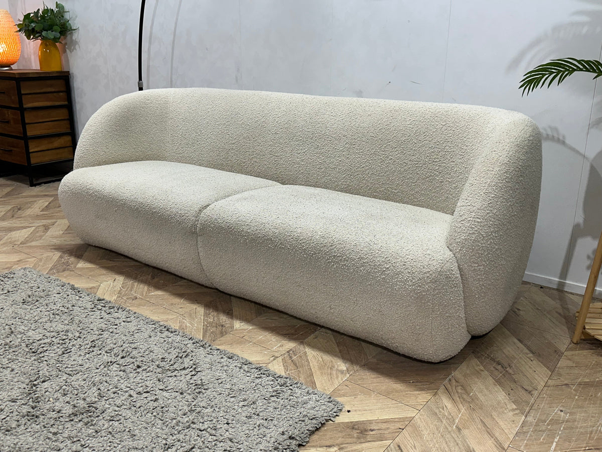 Witte Bouclé Stoffen 2.5-Zits Zetel ~ Vaste Kussens