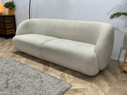 Witte Bouclé Stoffen 2.5-Zits Zetel ~ Vaste Kussens