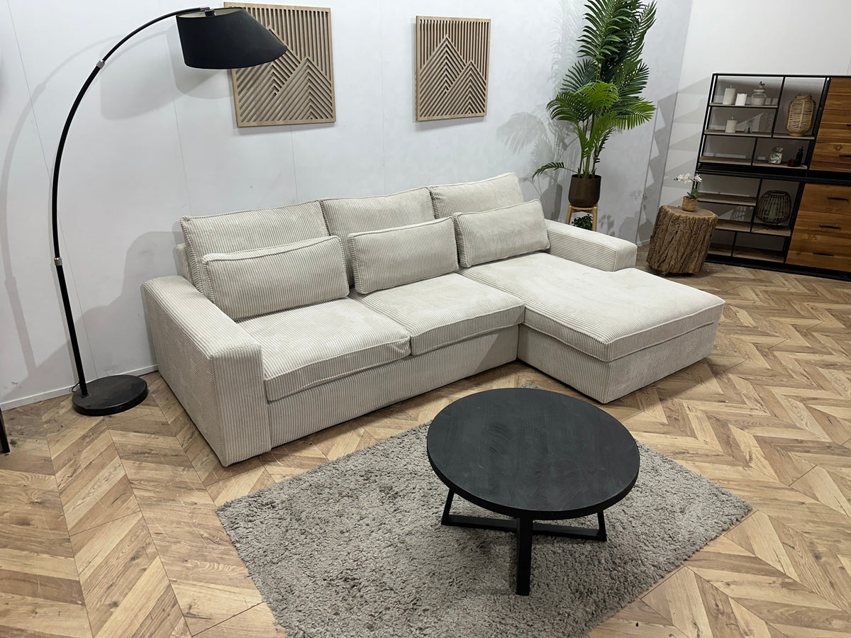 !Showroommodel! Witte Ribstof Hoekzetel