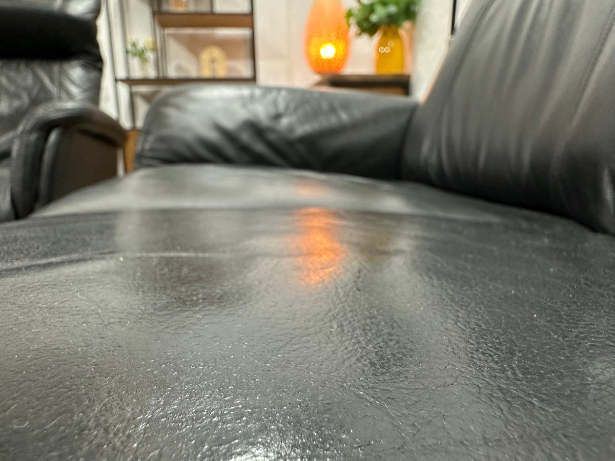 Zwarte Echt Lederen Zetels Set Inc Fauteuil ~ Relaxfunctie