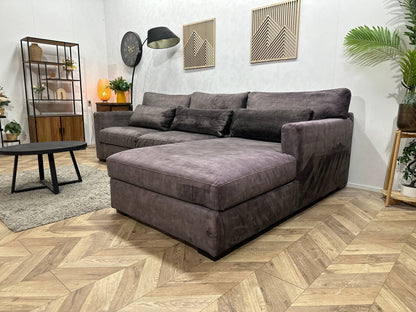 Antraciet Velvet Hoekzetel ~ Losse Kussens Met Afneembare Hoezen