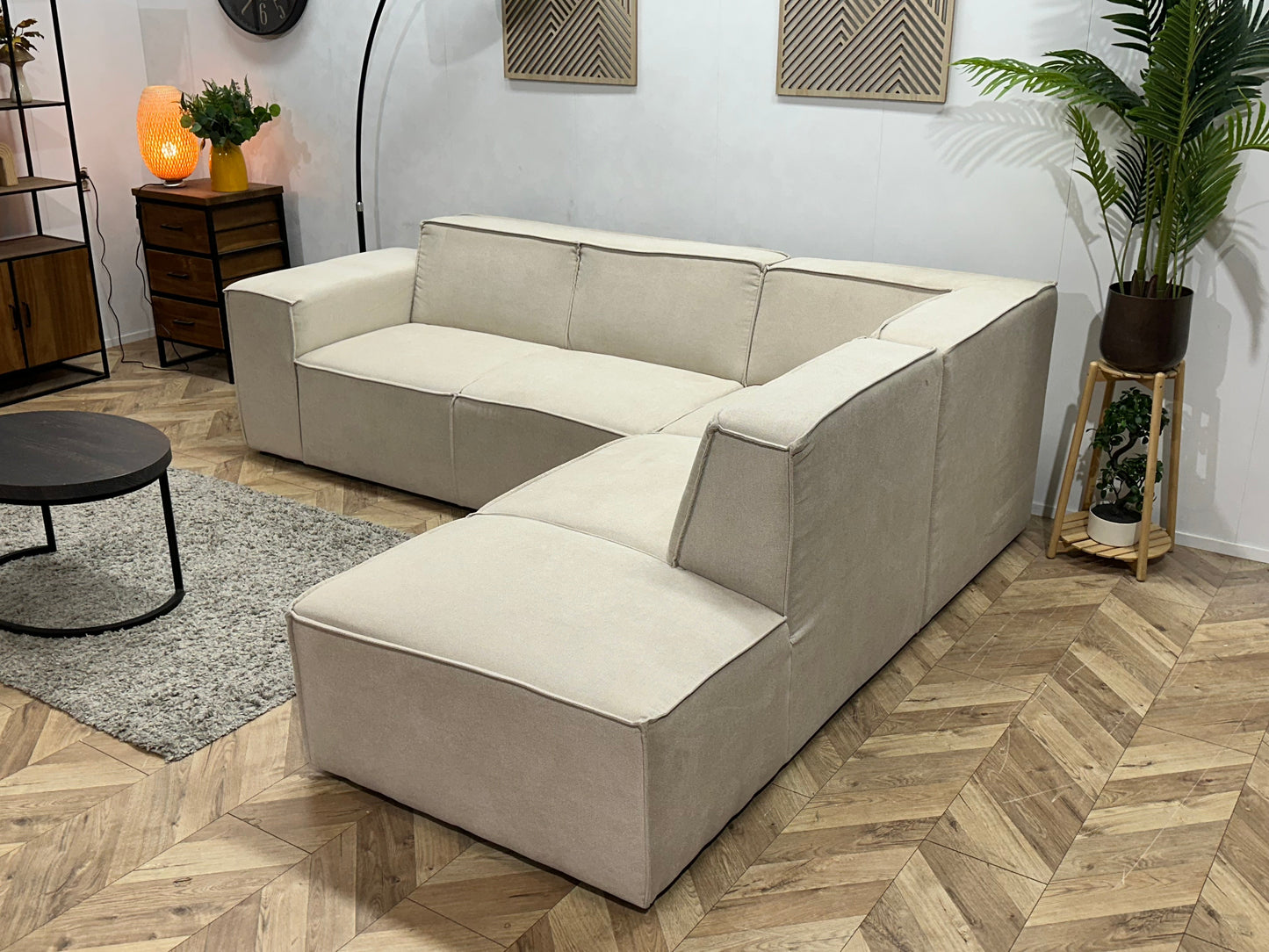 !Showroommodel! Crème Suède Stoffen Hoekzetel
