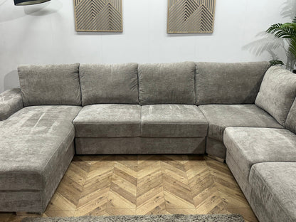 Grijze Velvet U Zetel ~ Losse Rugkussens Met Afneembare Hoezen