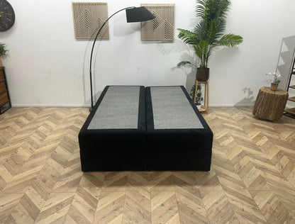 Zwarte Ribstof Boxspring