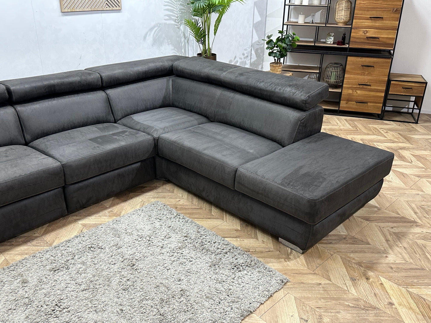Xooon Antraciet Suède Stoffen Hoekzetel ~ Relaxfunctie