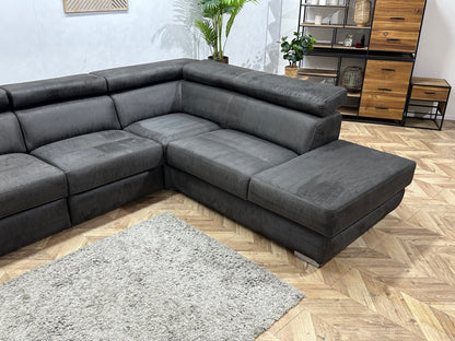 Xooon Antraciet Suède Stoffen Hoekzetel ~ Relaxfunctie