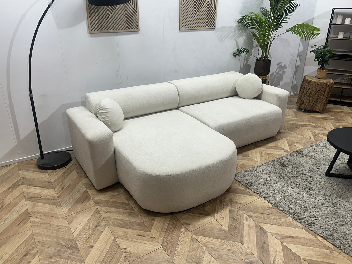 !Showroommodel! Witte Velvet Hoekzetel ~ Slaapfunctie