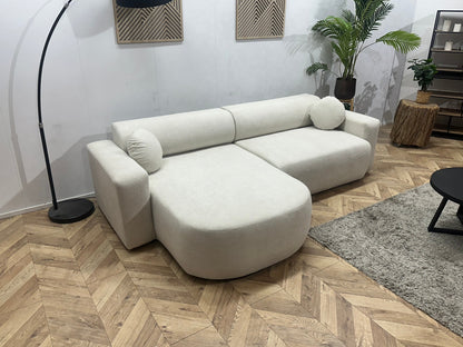 !Showroommodel! Witte Velvet Hoekzetel ~ Slaapfunctie
