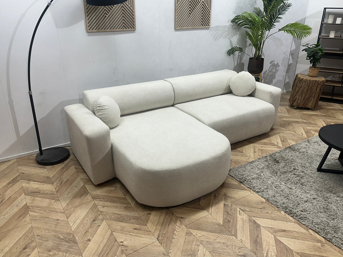 !Showroommodel! Witte Velvet Hoekzetel ~ Slaapfunctie