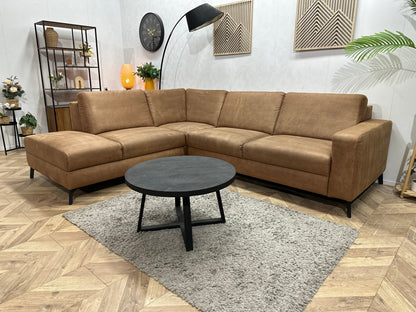 H&H Cognac Bruine Suède Hoekzetel ~ Vaste Kussens