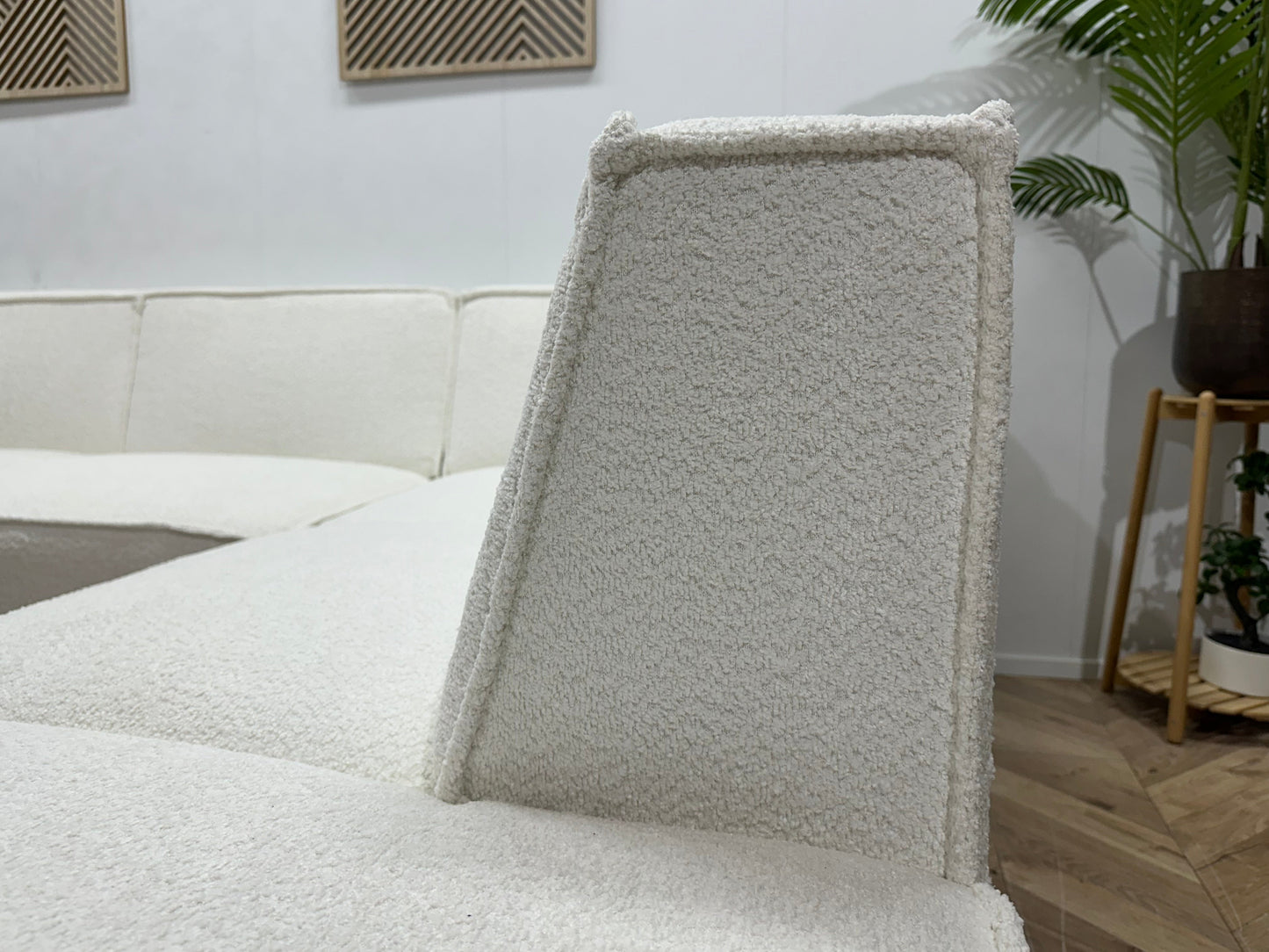 !Showroommodel! Witte Ribstof Hoekzetel ~ Vaste kussens