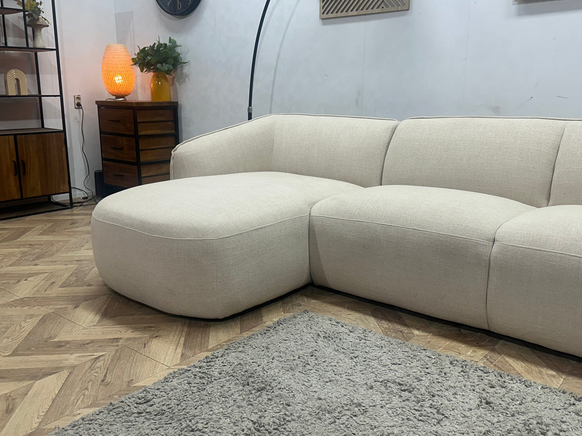 !Showroommodel! Crème Chenille Stoffen Hoekzetel
