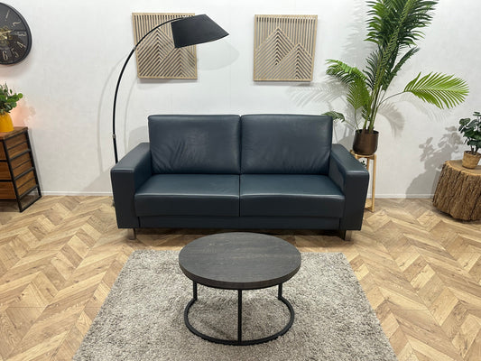 HB Lifestyle Blauwe Echt Lederen 2.5-Zits Zetel ~ Vaste Kussens