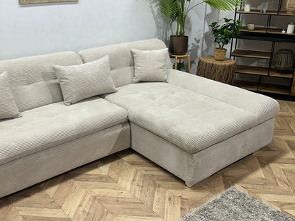!Showroommodel! Crème Ribstof U Zetel ~ Slaapfunctie