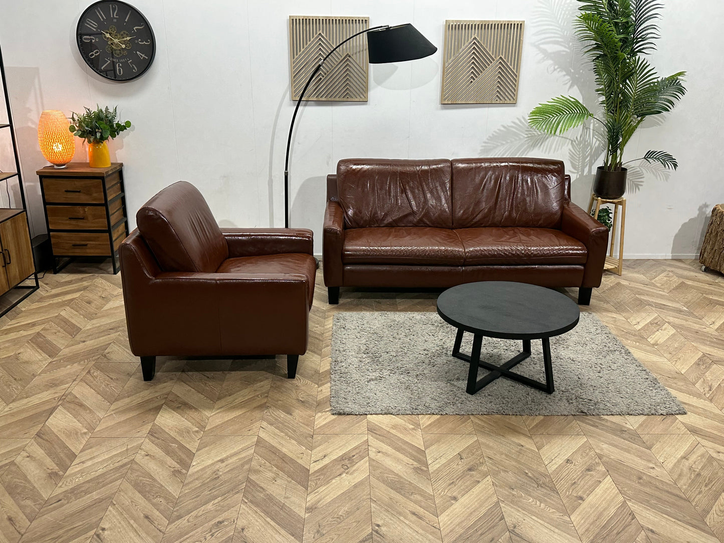 W.Schillig Bruine Echt Lederen Zetels Set ~ Geïmpregneerd