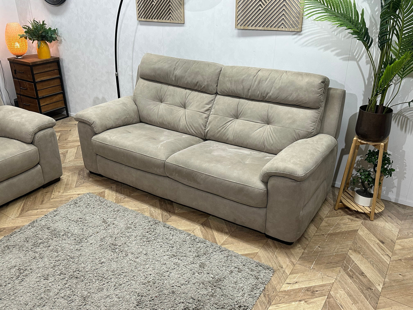 Goossens Grijze Suède Stoffen Zetels Set ~ Vaste Kussens