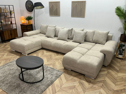 !Showroommodel! Crème Velvet U Zetel ~ Losse Ribstof Rugkussens