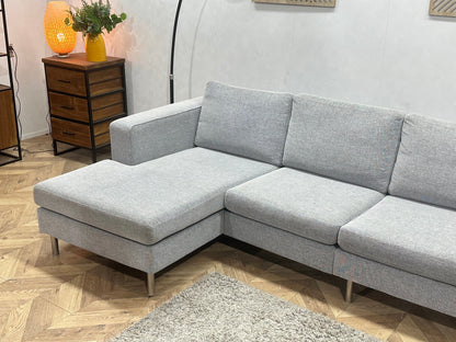 Licht Grijze Design Hoekzetel Inc Hocker ~ Losse Kussens Met Afneembare Hoezen