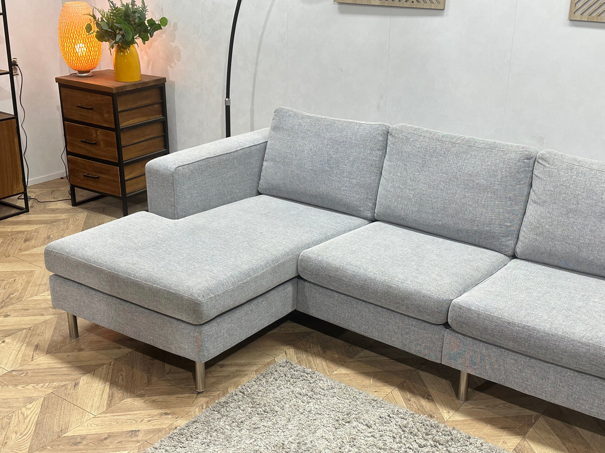 Licht Grijze Design Hoekzetel Inc Hocker ~ Losse Kussens Met Afneembare Hoezen