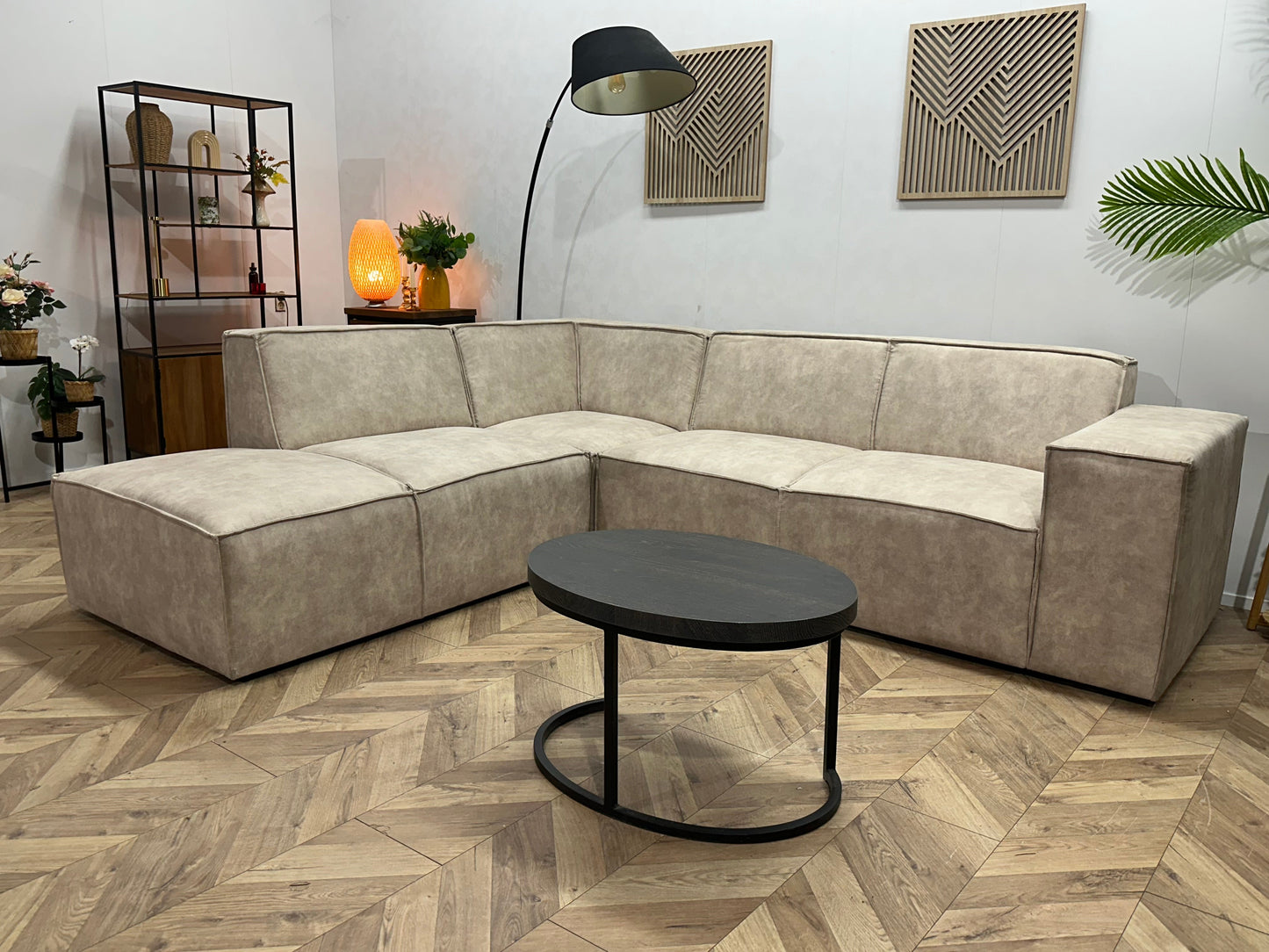 !Showroommodel! Crème Suède Stoffen Hoekzetel