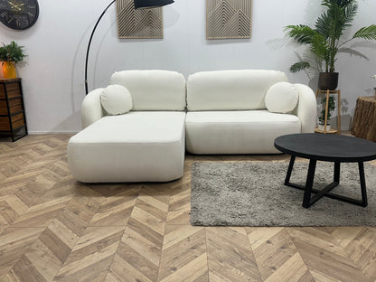 !Showroommodel! Witte Velvet Hoekzetel ~ Slaapfunctie