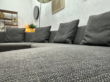 Lamonta Antraciet Design U Zetel Inc Hocker ~ Losse Rugkussens Met Afneembare Hoezen