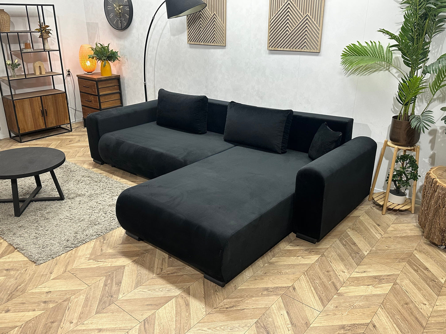 !Showroommodel! Zwarte Velvet Hoekzetel